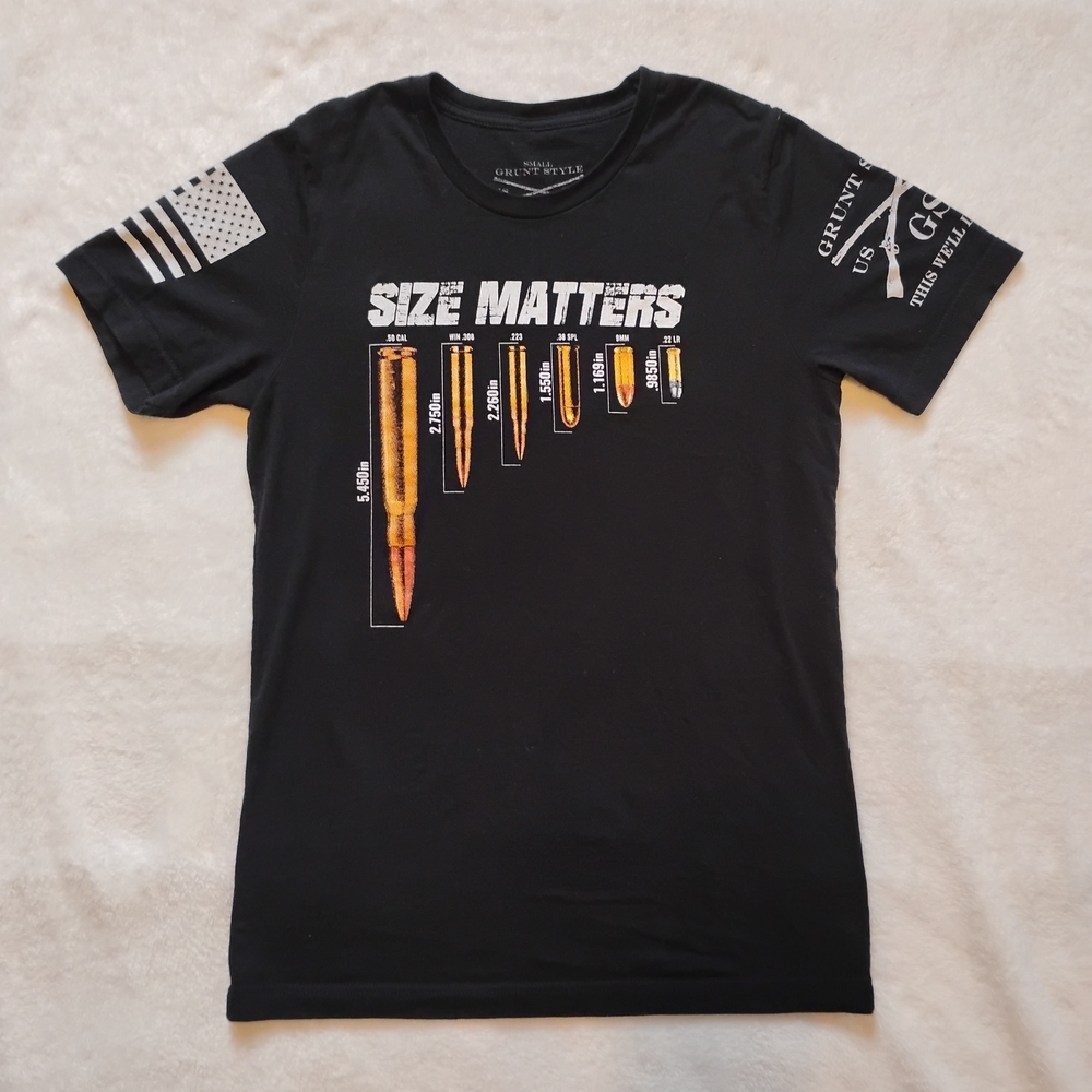 Grunt Style | Size Matters Bullet Tshirt Black Mens Tee Size Small